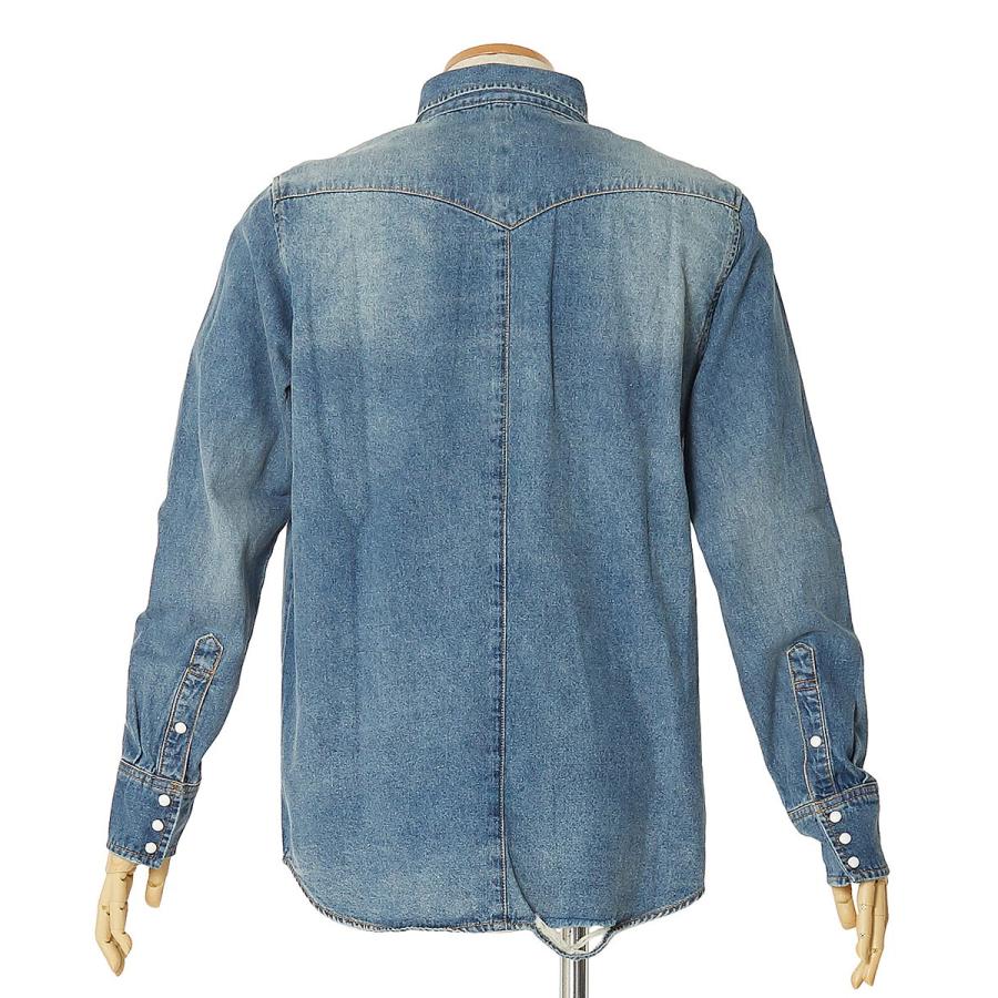 デニムシャツ ダメージ加工　ペイント加工 長袖 Mサイズ フランクアンドアイリーン【M】長袖デニムシャツ LUKE ダメージ