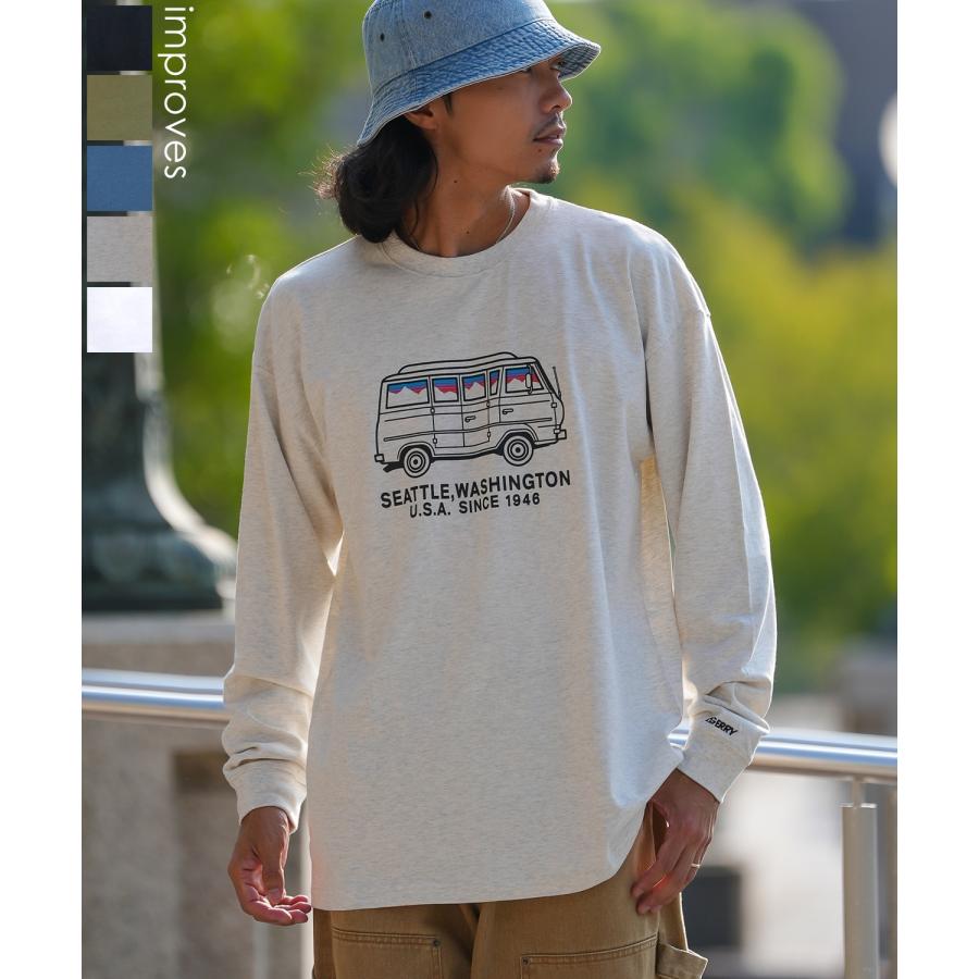 長袖Tシャツ メンズ GERRY ジェリー 別注プリント カットソー バン プリント ロンT アウトドア ストリート アメカジ 古着MIX ホワイト ブラック オートミール | GERRY