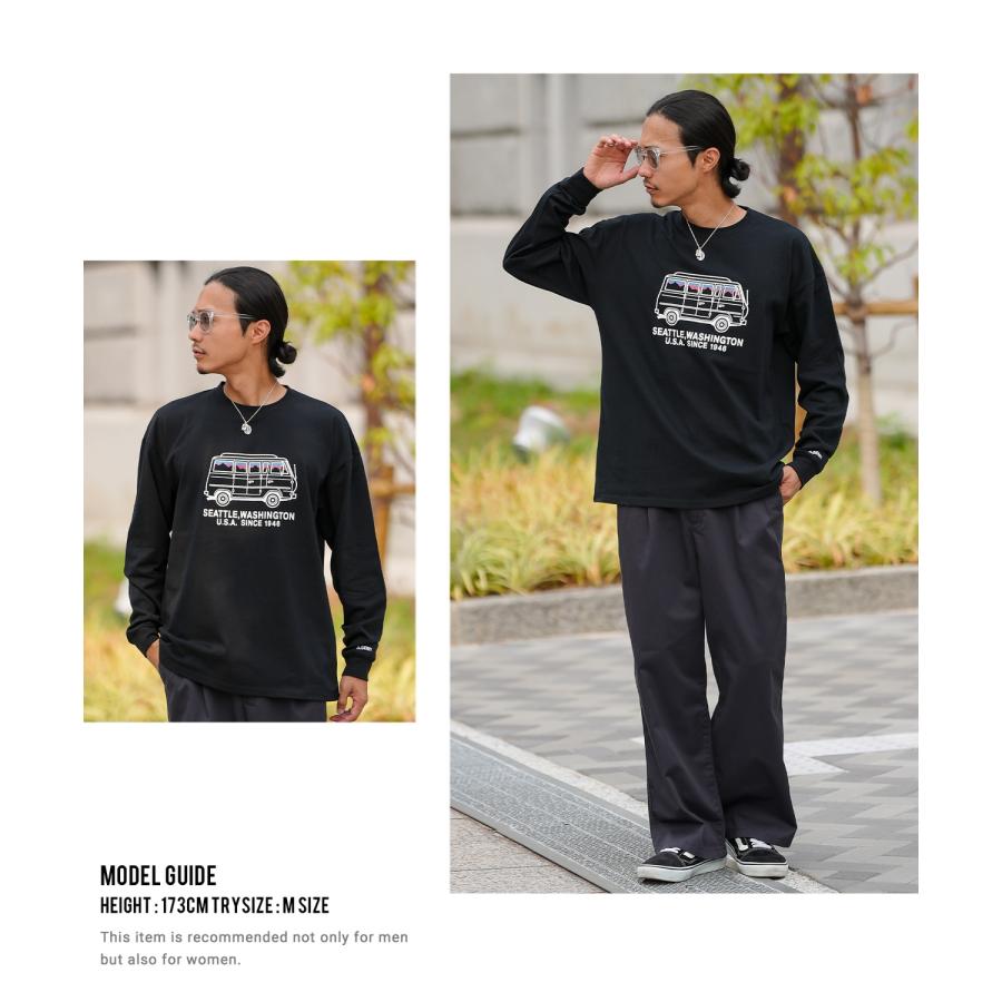 長袖Tシャツ メンズ GERRY ジェリー 別注プリント カットソー バン プリント ロンT アウトドア ストリート アメカジ 古着MIX ホワイト ブラック オートミール | GERRY | 18