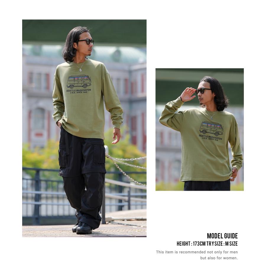 長袖Tシャツ メンズ GERRY ジェリー 別注プリント カットソー バン プリント ロンT アウトドア ストリート アメカジ 古着MIX ホワイト ブラック オートミール | GERRY | 21