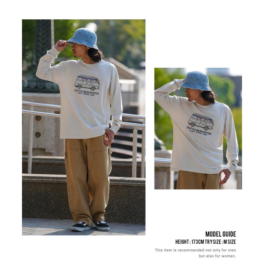 長袖Tシャツ メンズ GERRY ジェリー 別注プリント カットソー バン プリント ロンT アウトドア ストリート アメカジ 古着MIX ホワイト ブラック オートミール | GERRY | 08