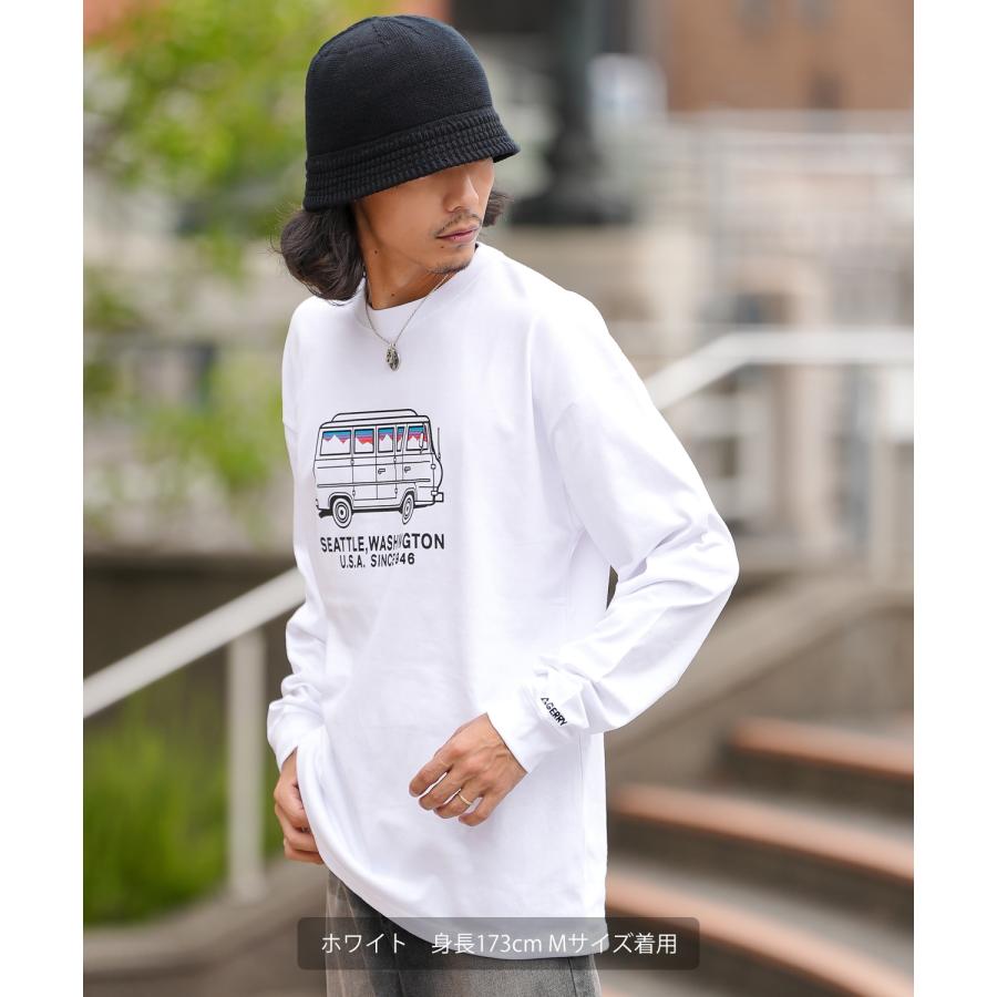 長袖Tシャツ メンズ GERRY ジェリー 別注プリント カットソー バン プリント ロンT アウトドア ストリート アメカジ 古着MIX ホワイト ブラック オートミール | GERRY | 13