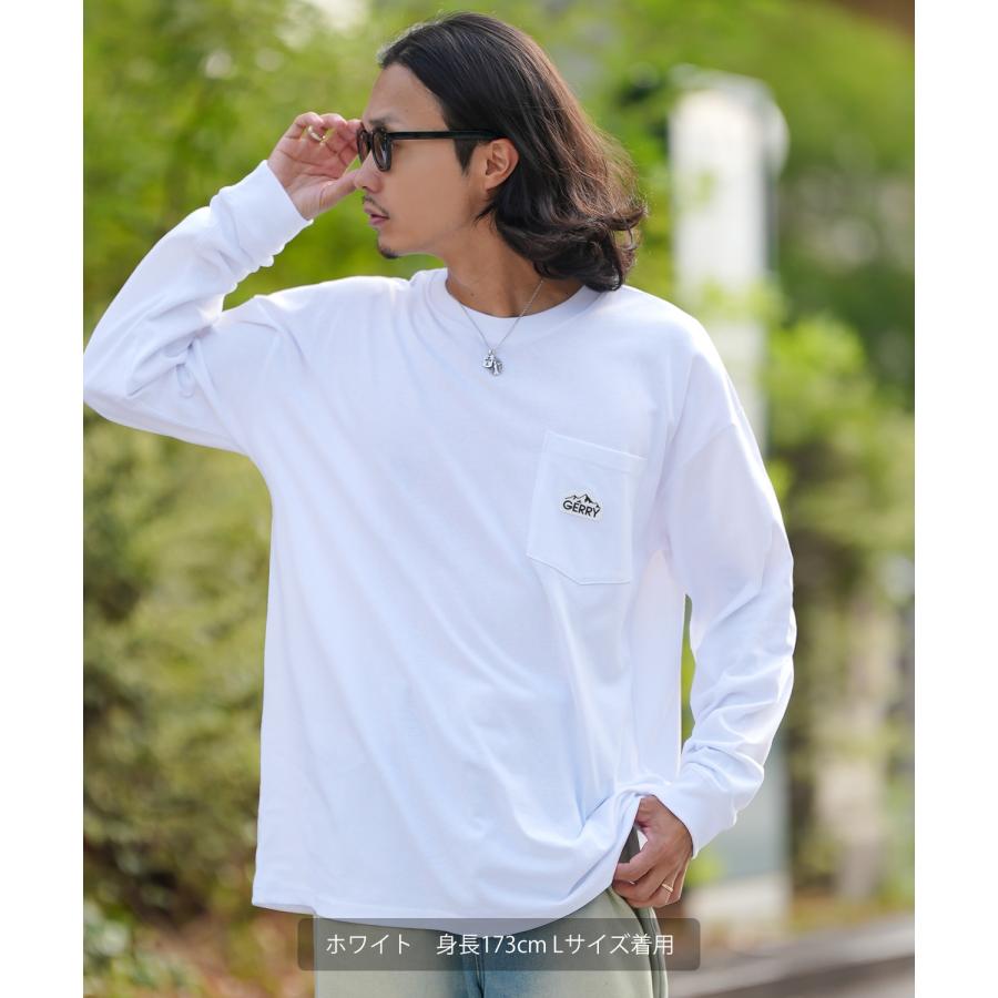 長袖Tシャツ メンズ GERRY ジェリー 別注 シリコンワッペン ワンポイント ポケT ロンT アウトドア ストリート アメカジ 古着MIX ホワイト ブラック | GERRY | 04