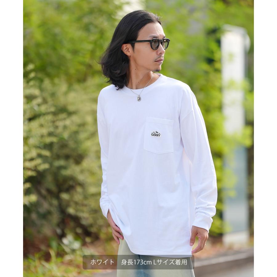 長袖Tシャツ メンズ GERRY ジェリー 別注 シリコンワッペン ワンポイント ポケT ロンT アウトドア ストリート アメカジ 古着MIX ホワイト ブラック | GERRY | 05