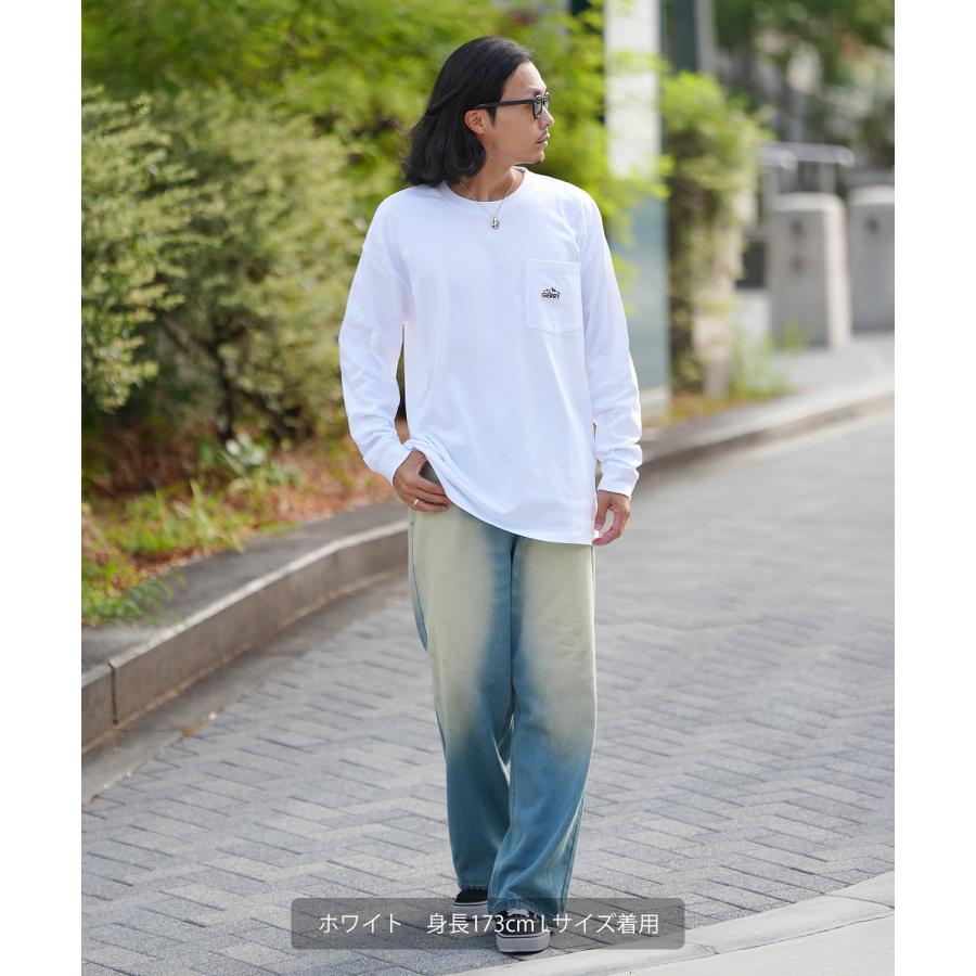 長袖Tシャツ メンズ GERRY ジェリー 別注 シリコンワッペン ワンポイント ポケT ロンT アウトドア ストリート アメカジ 古着MIX ホワイト ブラック | GERRY | 07