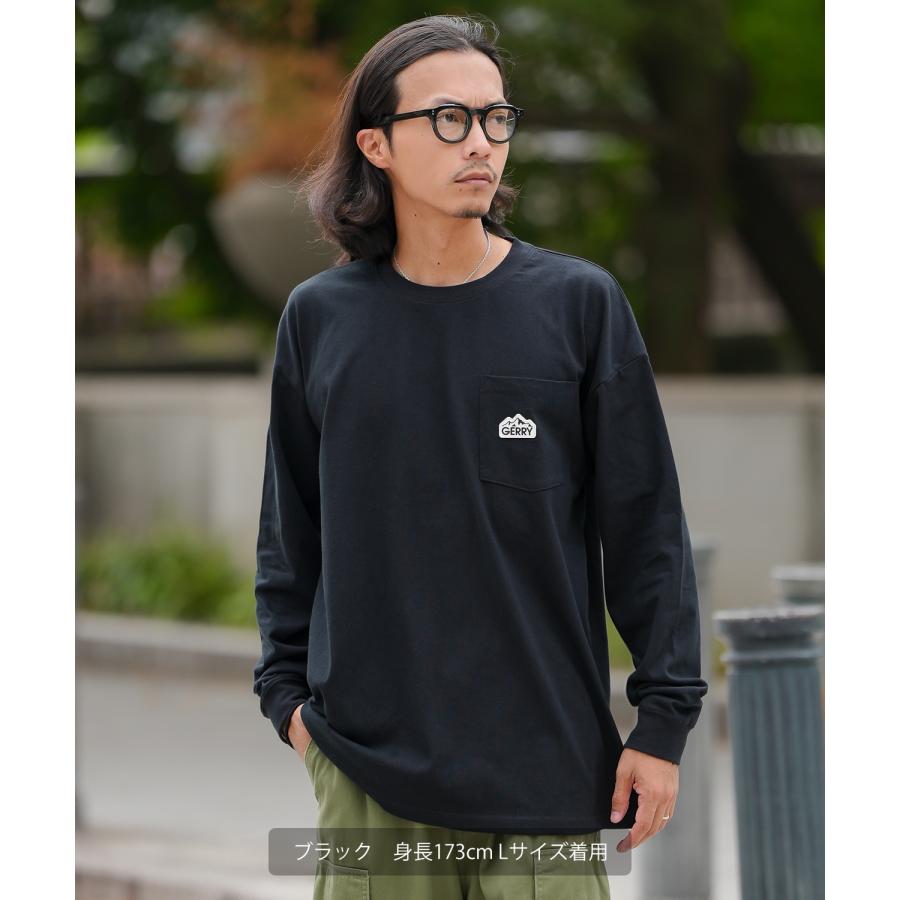 長袖Tシャツ メンズ GERRY ジェリー 別注 シリコンワッペン ワンポイント ポケT ロンT アウトドア ストリート アメカジ 古着MIX ホワイト ブラック | GERRY | 08