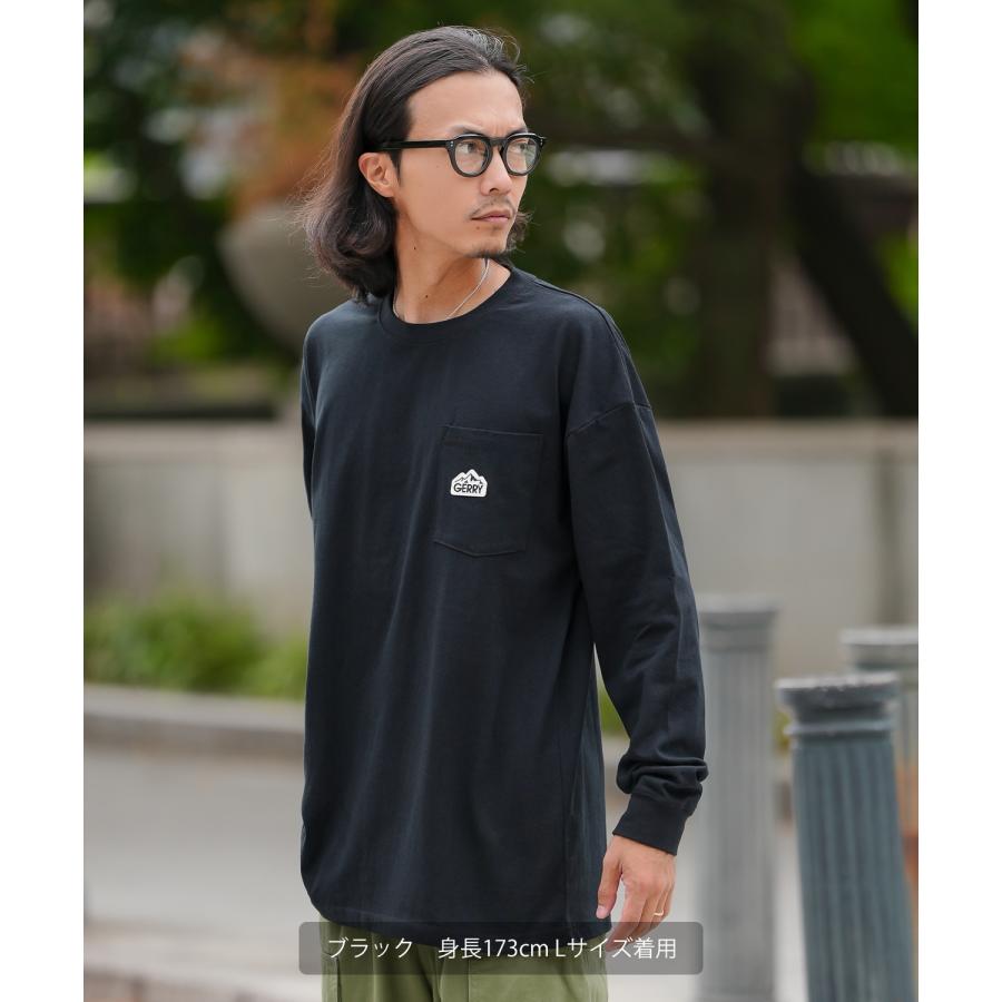長袖Tシャツ メンズ GERRY ジェリー 別注 シリコンワッペン ワンポイント ポケT ロンT アウトドア ストリート アメカジ 古着MIX ホワイト ブラック | GERRY | 09