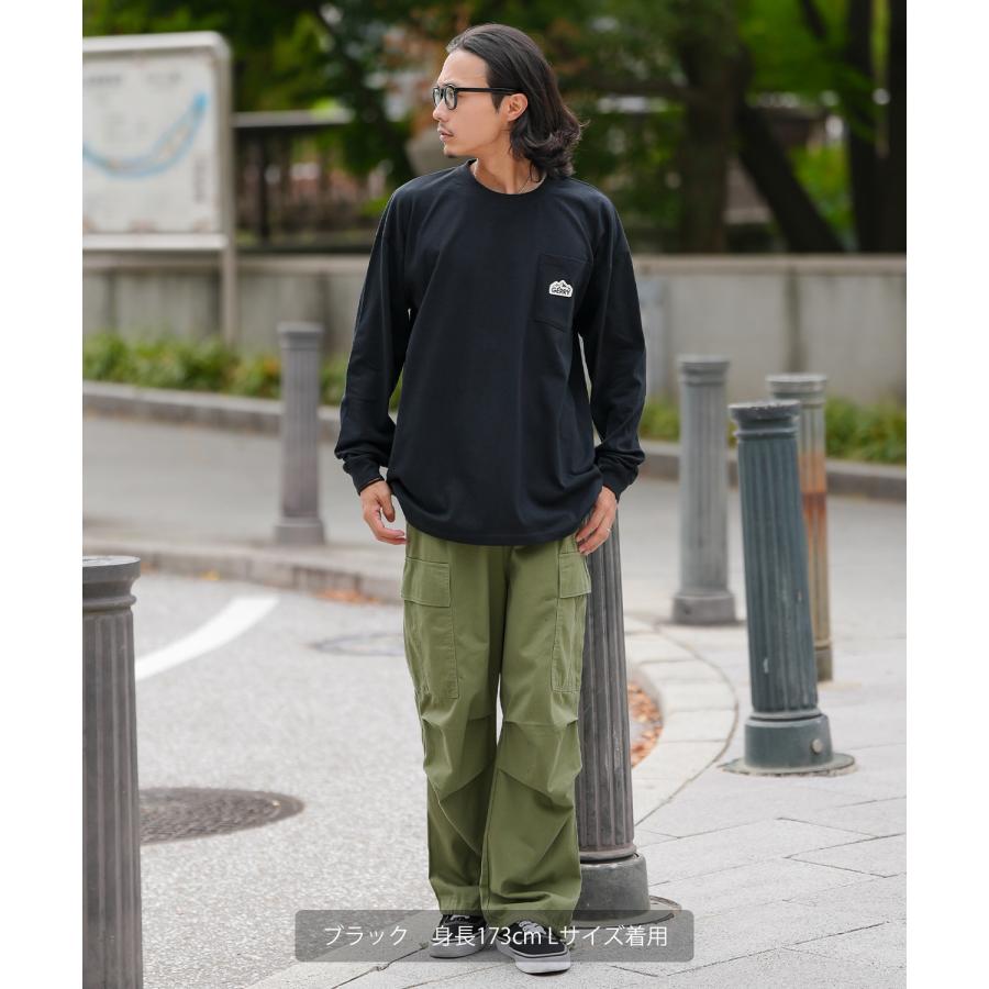 長袖Tシャツ メンズ GERRY ジェリー 別注 シリコンワッペン ワンポイント ポケT ロンT アウトドア ストリート アメカジ 古着MIX ホワイト ブラック | GERRY | 11