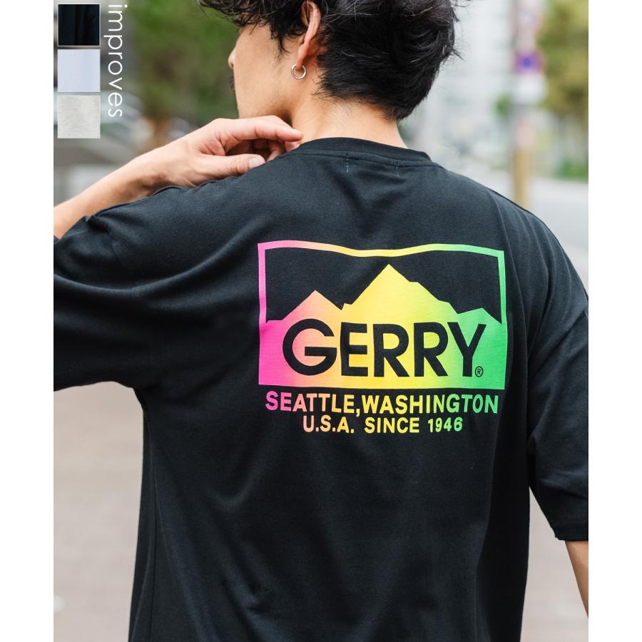 Tシャツ メンズ GERRY ジェリー 別注 マウントロゴ グラデーション ワンポイント 半袖T カットソー スポーツライク アウトドア アメカジ バックプリン | GERRY