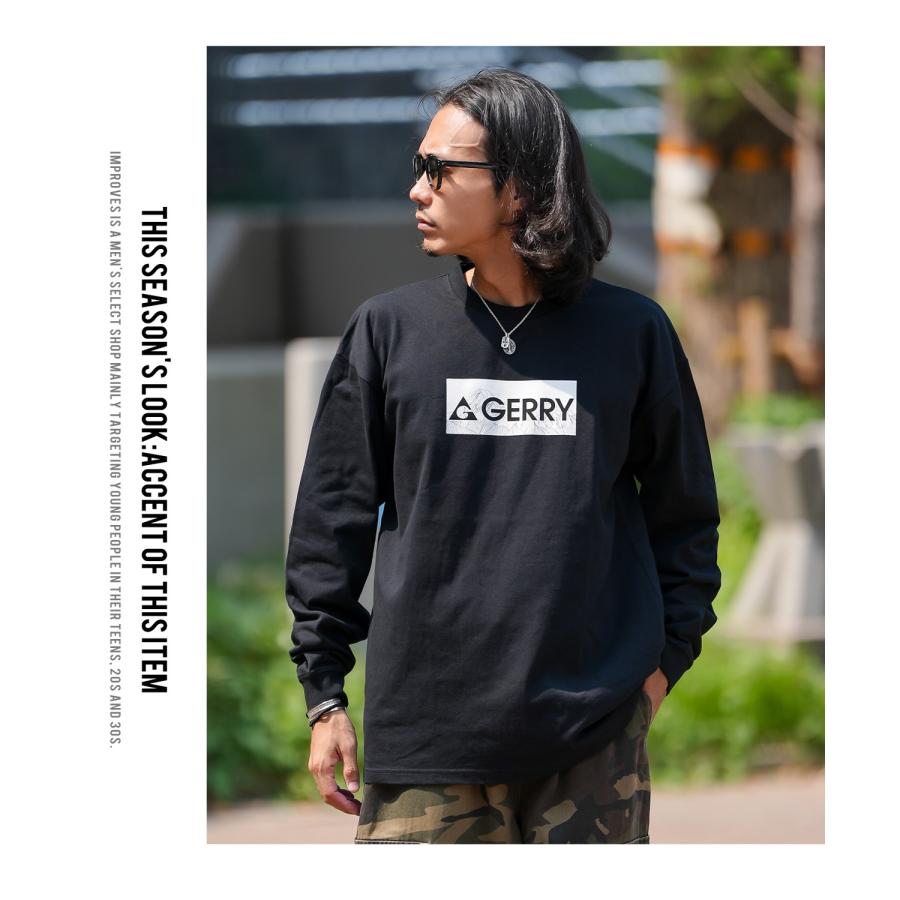 長袖Tシャツ メンズ GERRY ジェリー 別注プリント カットソー ボックスロゴ プリント ロンT アウトドア ストリート アメカジ 古着MIX ホワイト ブラック | GERRY | 18