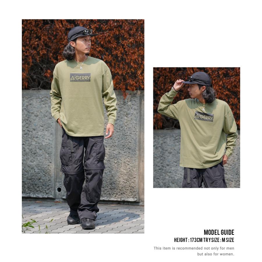 長袖Tシャツ メンズ GERRY ジェリー 別注プリント カットソー ボックスロゴ プリント ロンT アウトドア ストリート アメカジ 古着MIX ホワイト ブラック | GERRY | 21