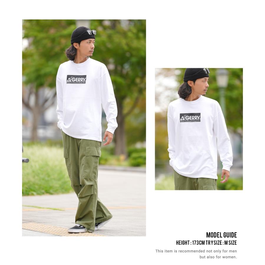 長袖Tシャツ メンズ GERRY ジェリー 別注プリント カットソー ボックスロゴ プリント ロンT アウトドア ストリート アメカジ 古着MIX ホワイト ブラック | GERRY | 11
