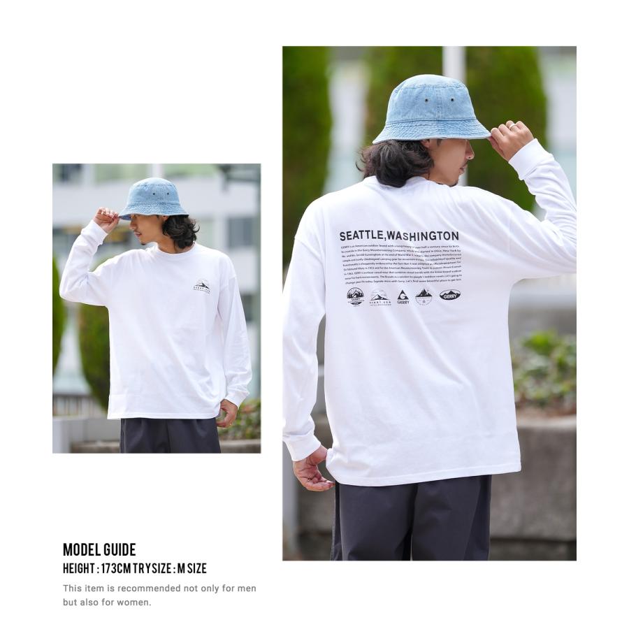 長袖Tシャツ メンズ GERRY ジェリー 別注プリント カットソー アイコニック ロゴ プリント ロンT アウトドア ストリート アメカジ 古着MIX ホワイト ブラック | GERRY | 16