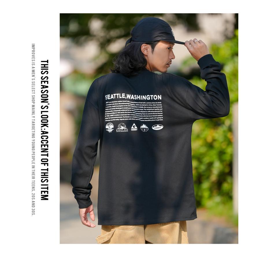 長袖Tシャツ メンズ GERRY ジェリー 別注プリント カットソー アイコニック ロゴ プリント ロンT アウトドア ストリート アメカジ 古着MIX ホワイト ブラック | GERRY | 07