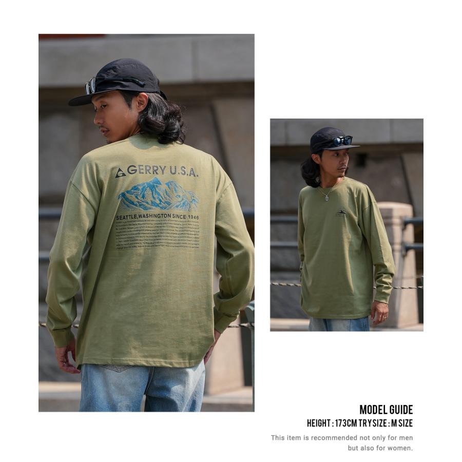 長袖Tシャツ メンズ GERRY ジェリー 別注プリント カットソー マウントロゴ プリント ロンT アウトドア ストリート アメカジ 古着MIX ホワイト ブラック | GERRY | 19