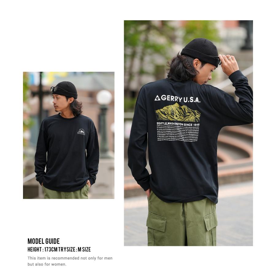 長袖Tシャツ メンズ GERRY ジェリー 別注プリント カットソー マウントロゴ プリント ロンT アウトドア ストリート アメカジ 古着MIX ホワイト ブラック | GERRY | 10
