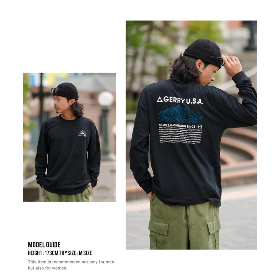 長袖Tシャツ メンズ GERRY ジェリー 別注プリント カットソー マウントロゴ プリント ロンT アウトドア ストリート アメカジ 古着MIX ホワイト ブラック | GERRY | 10