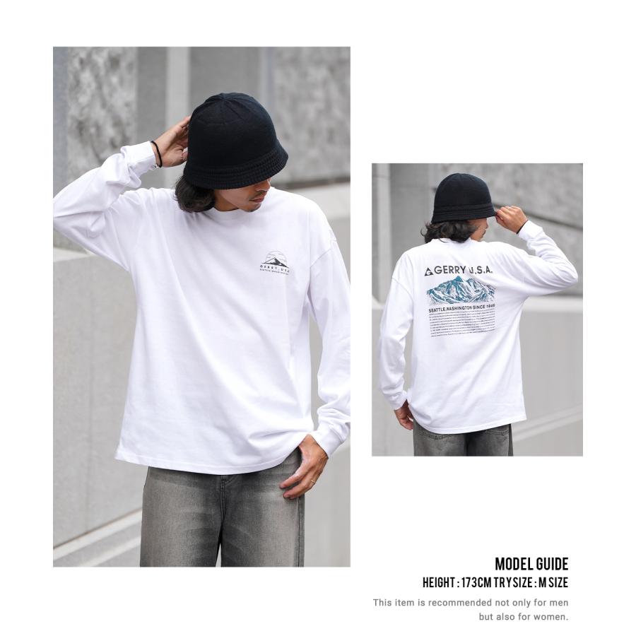 長袖Tシャツ メンズ GERRY ジェリー 別注プリント カットソー マウントロゴ プリント ロンT アウトドア ストリート アメカジ 古着MIX ホワイト ブラック | GERRY | 13