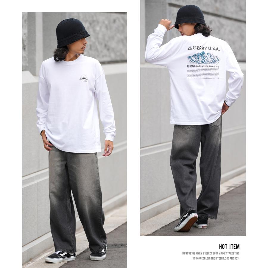 長袖Tシャツ メンズ GERRY ジェリー 別注プリント カットソー マウントロゴ プリント ロンT アウトドア ストリート アメカジ 古着MIX ホワイト ブラック | GERRY | 14
