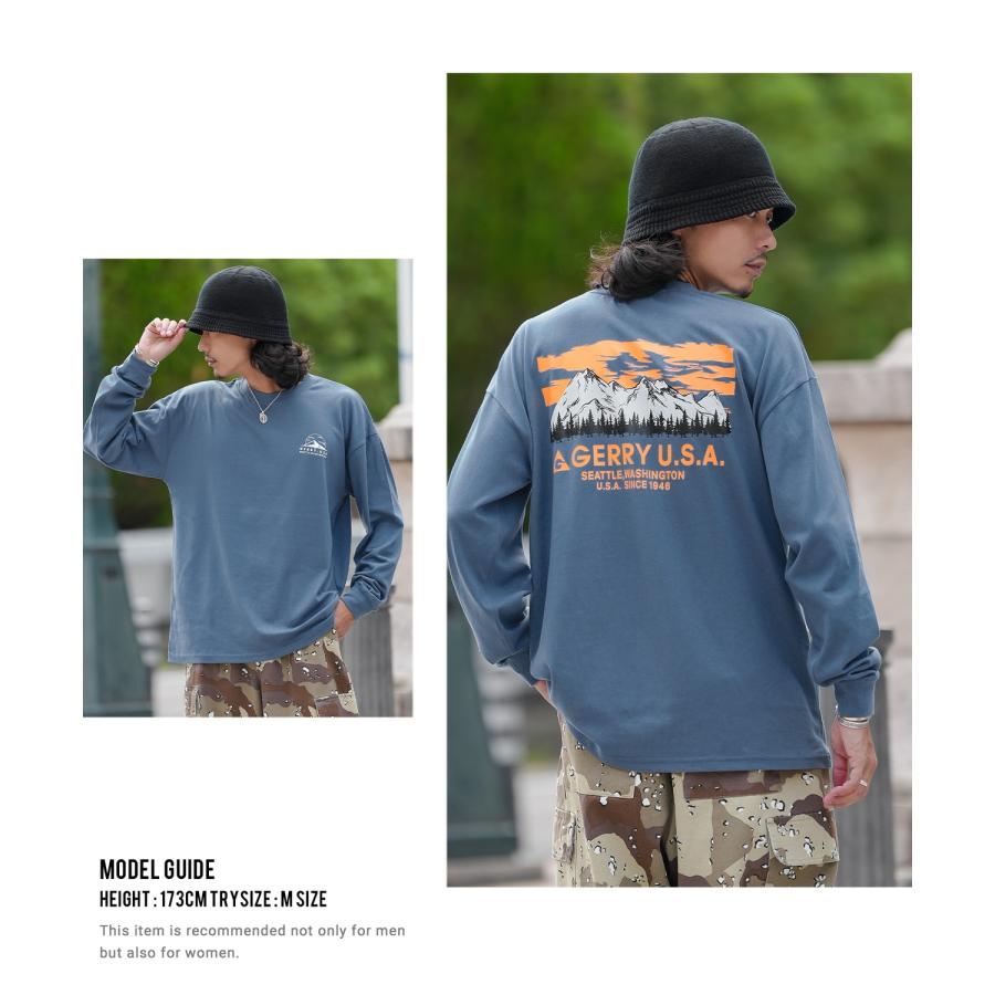 長袖Tシャツ メンズ GERRY ジェリー 別注プリント カットソー マウントロゴ プリント ロンT アウトドア ストリート アメカジ 古着MIX ホワイト ブラック | GERRY | 16
