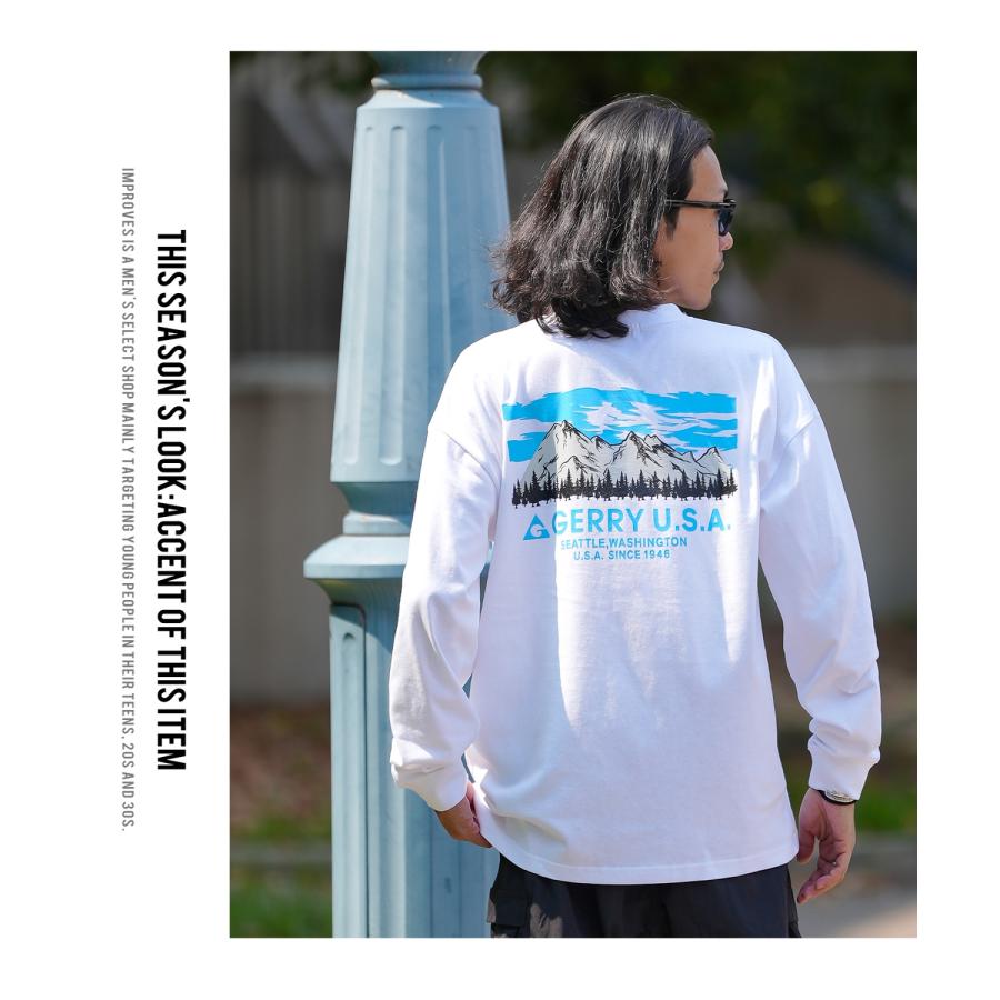 長袖Tシャツ メンズ GERRY ジェリー 別注プリント カットソー マウントロゴ プリント ロンT アウトドア ストリート アメカジ 古着MIX ホワイト ブラック | GERRY | 19