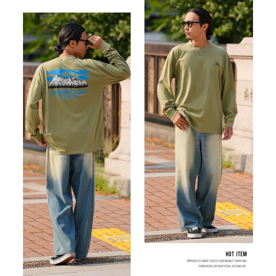 長袖Tシャツ メンズ GERRY ジェリー 別注プリント カットソー マウントロゴ プリント ロンT アウトドア ストリート アメカジ 古着MIX ホワイト ブラック | GERRY | 11