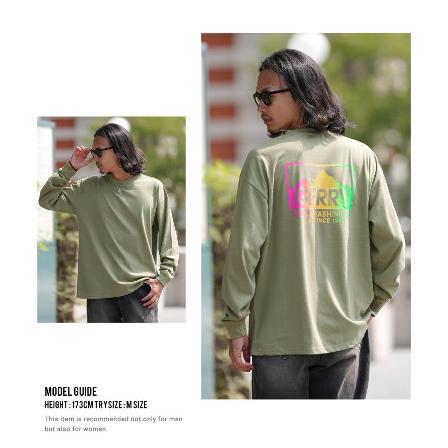 長袖Tシャツ メンズ GERRY ジェリー 別注プリント カットソー グラデーションロゴ プリント ロンT アウトドア ストリート アメカジ 古着MIX ホワイト ブラック | GERRY | 16