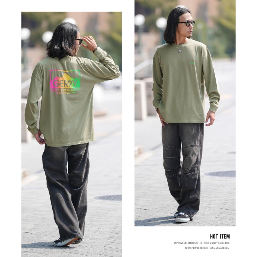長袖Tシャツ メンズ GERRY ジェリー 別注プリント カットソー グラデーションロゴ プリント ロンT アウトドア ストリート アメカジ 古着MIX ホワイト ブラック | GERRY | 17