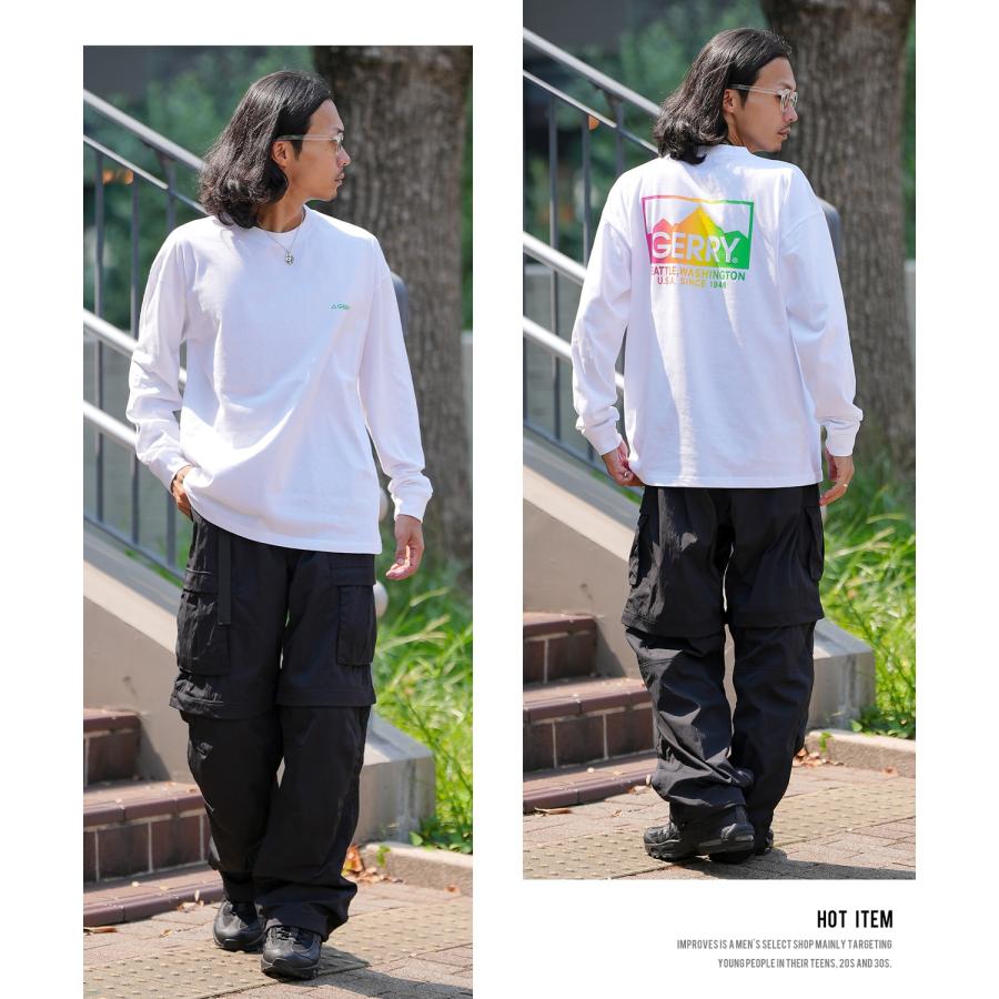 長袖Tシャツ メンズ GERRY ジェリー 別注プリント カットソー グラデーションロゴ プリント ロンT アウトドア ストリート アメカジ 古着MIX ホワイト ブラック | GERRY | 20