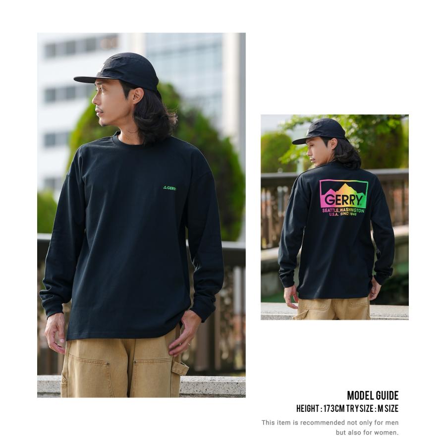長袖Tシャツ メンズ GERRY ジェリー 別注プリント カットソー グラデーションロゴ プリント ロンT アウトドア ストリート アメカジ 古着MIX ホワイト ブラック | GERRY | 07