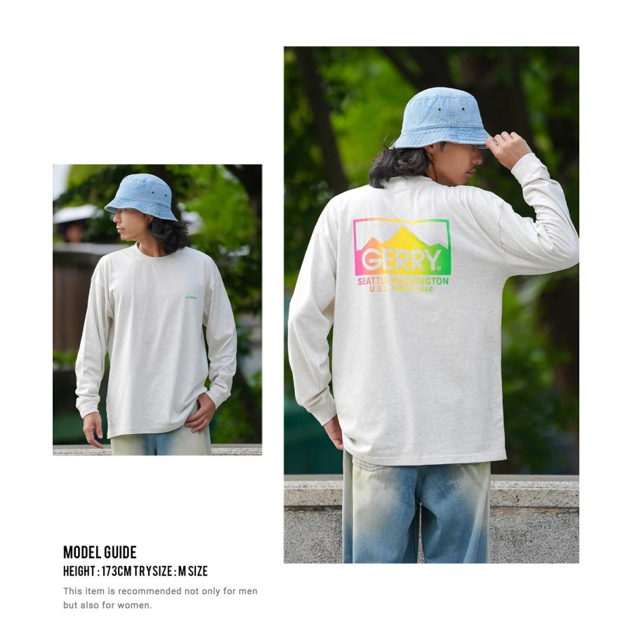 長袖Tシャツ メンズ GERRY ジェリー 別注プリント カットソー グラデーションロゴ プリント ロンT アウトドア ストリート アメカジ 古着MIX ホワイト ブラック | GERRY | 10
