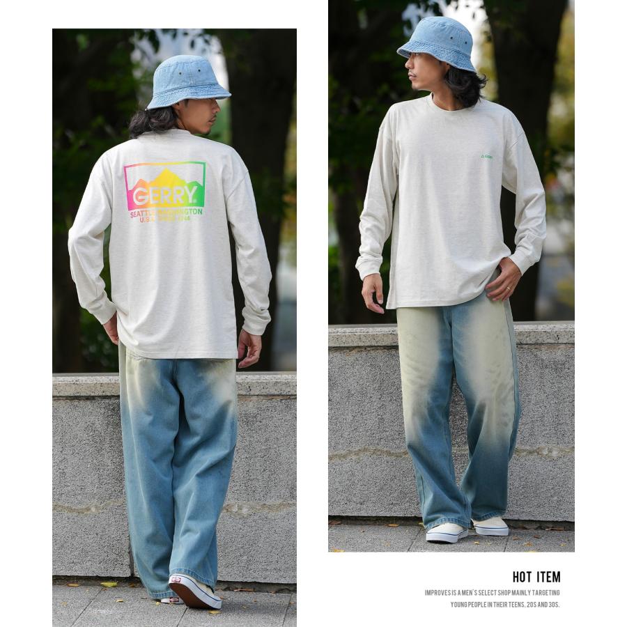 長袖Tシャツ メンズ GERRY ジェリー 別注プリント カットソー グラデーションロゴ プリント ロンT アウトドア ストリート アメカジ 古着MIX ホワイト ブラック | GERRY | 11