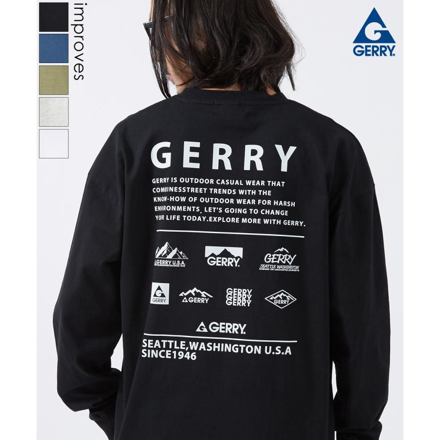 長袖Tシャツ メンズ GERRY ジェリー 別注プリント カットソー マルチロゴ プリント ロンT アウトドア ストリート アメカジ 古着MIX | GERRY