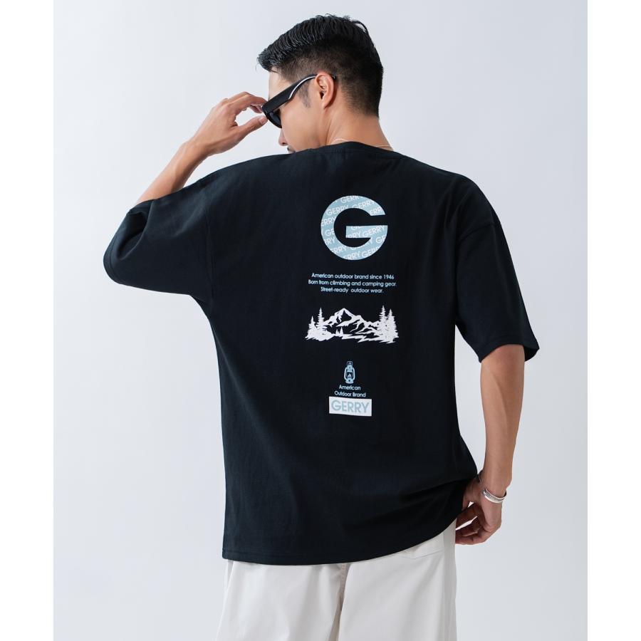 半袖Tシャツ メンズ GERRY ジェリー 別注プリント カットソー バックプリント ワンポイント アウトドア ストリート アメカジ ブラック ホワイト ダークブルー | GERRY