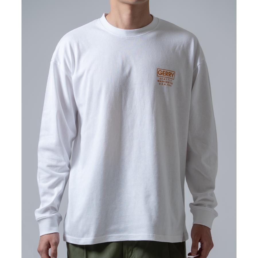 長袖Tシャツ メンズ GERRY ジェリー 別注プリント カットソー バックプリント ワンポイントプリント アウトドア ストリート アメカジ 古着MIX ホワイト ブラック | GERRY | 17