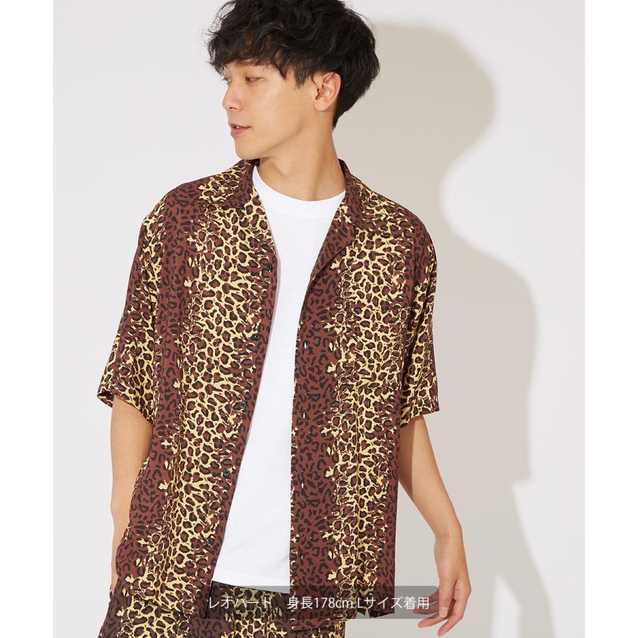 たまを『ヒョウ柄 半袖シャツ』 シャツ パイソン柄・レオパード柄 半袖開襟シャツ/アニマル総柄