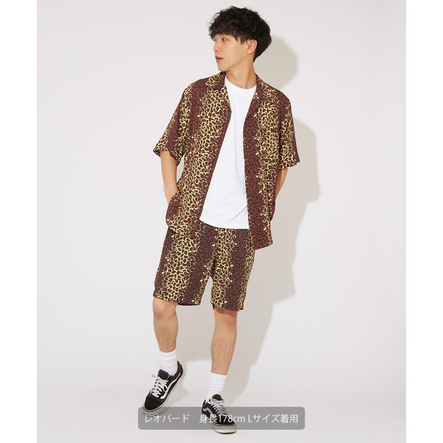 開襟シャツ 半袖シャツ メンズ オープンカラーシャツ 涼しい 豹柄 ヒョウ柄 星 迷彩柄 花柄 フラワー 柄シャツ アロハシャツ リゾート サーフ系 improves | improves | 12