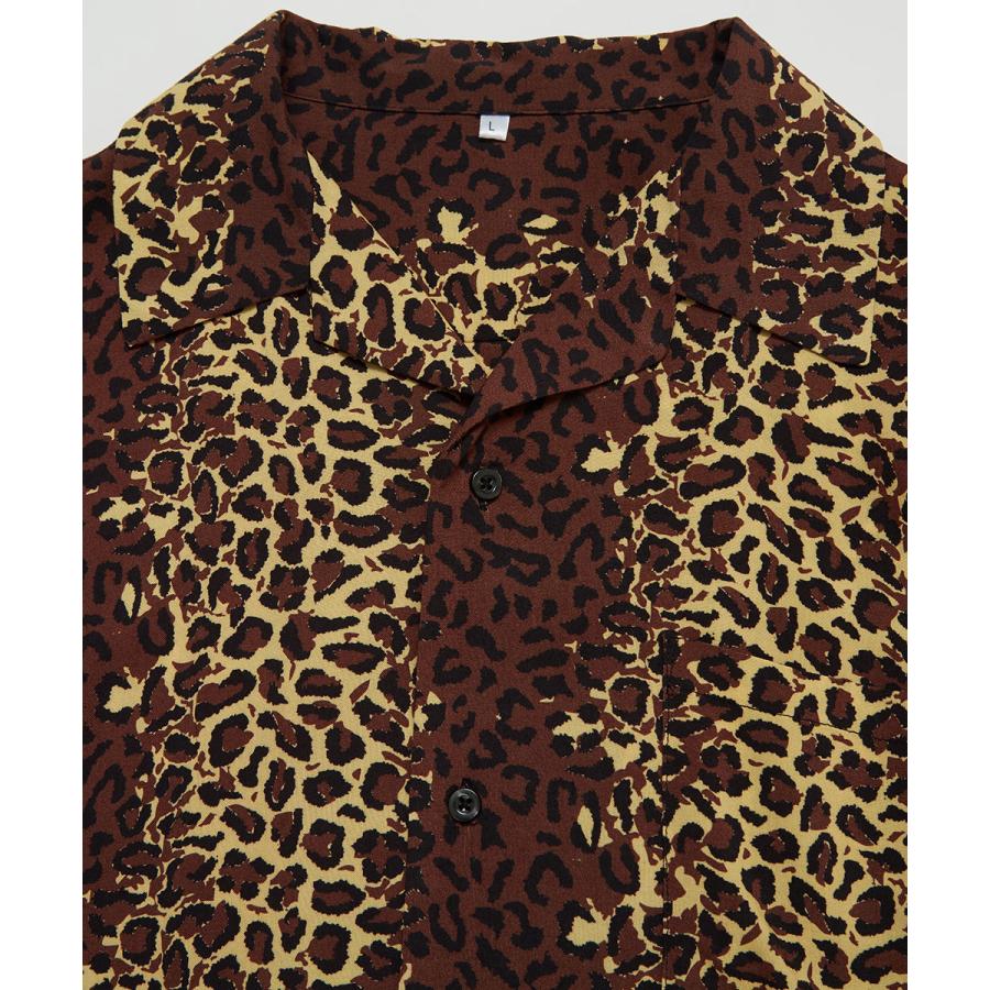 開襟シャツ 半袖シャツ メンズ オープンカラーシャツ 涼しい 豹柄 ヒョウ柄 星 迷彩柄 花柄 フラワー 柄シャツ アロハシャツ リゾート サーフ系 improves | improves | 16