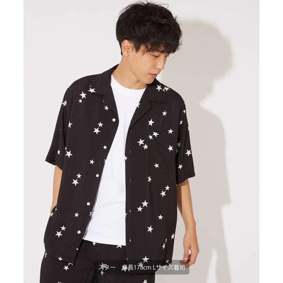 開襟シャツ 半袖シャツ メンズ オープンカラーシャツ 涼しい 豹柄 ヒョウ柄 星 迷彩柄 花柄 フラワー 柄シャツ アロハシャツ リゾート サーフ系 improves | improves | 04