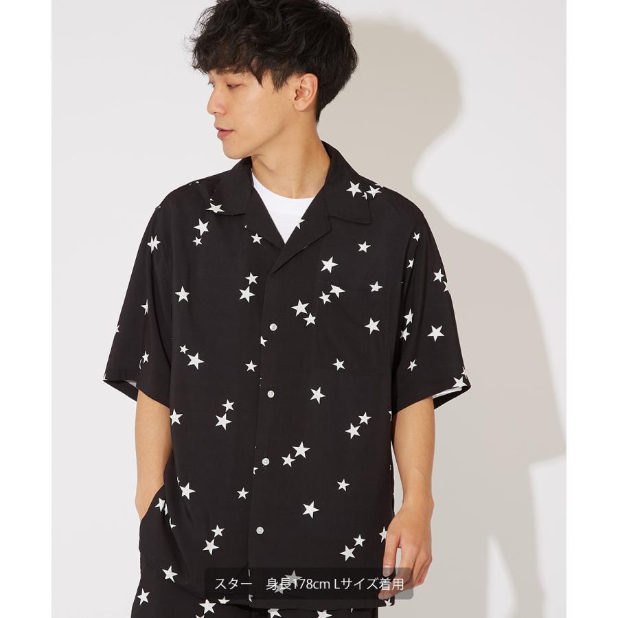 開襟シャツ 半袖シャツ メンズ オープンカラーシャツ 涼しい 豹柄 ヒョウ柄 星 迷彩柄 花柄 フラワー 柄シャツ アロハシャツ リゾート サーフ系 improves | improves | 05