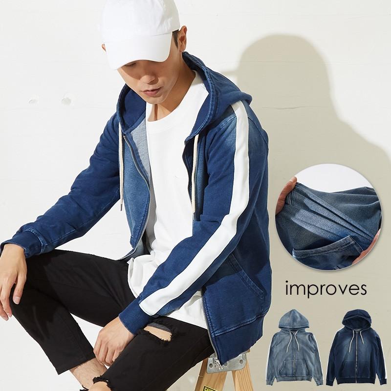 パーカー メンズ スウェットデニム カットデニム デニムパーカー ジップアップパーカー ジップパーカー サイドライン Improves Pk3 Improves インプローブス 通販 Yahoo ショッピング