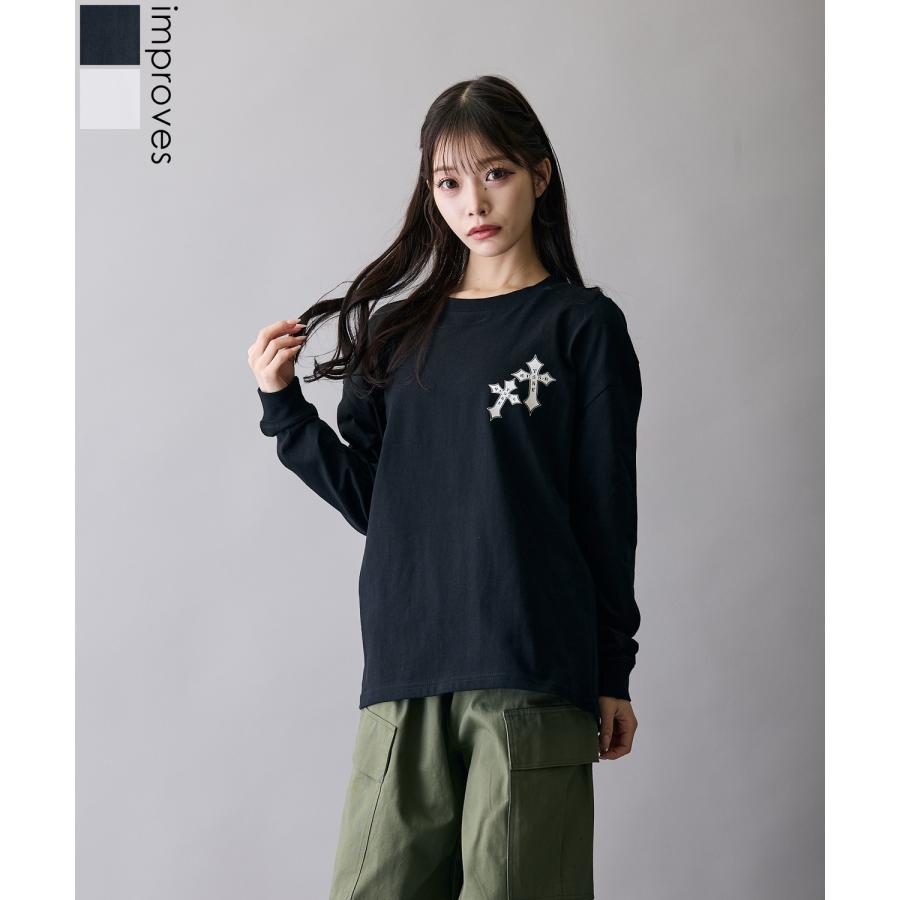 長袖Tシャツ メンズ RUSS-K ラスケー ロンT カットソー プリントTシャツ オーバーサイズ ビッグシルエット カジュアル ストリート  韓国ファッション | improves