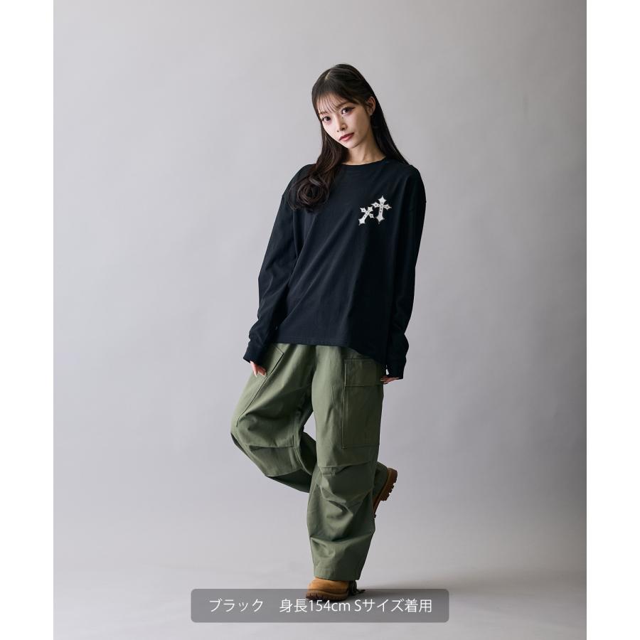長袖Tシャツ メンズ RUSS-K ラスケー ロンT カットソー プリントTシャツ オーバーサイズ ビッグシルエット カジュアル ストリート  韓国ファッション | improves | 07
