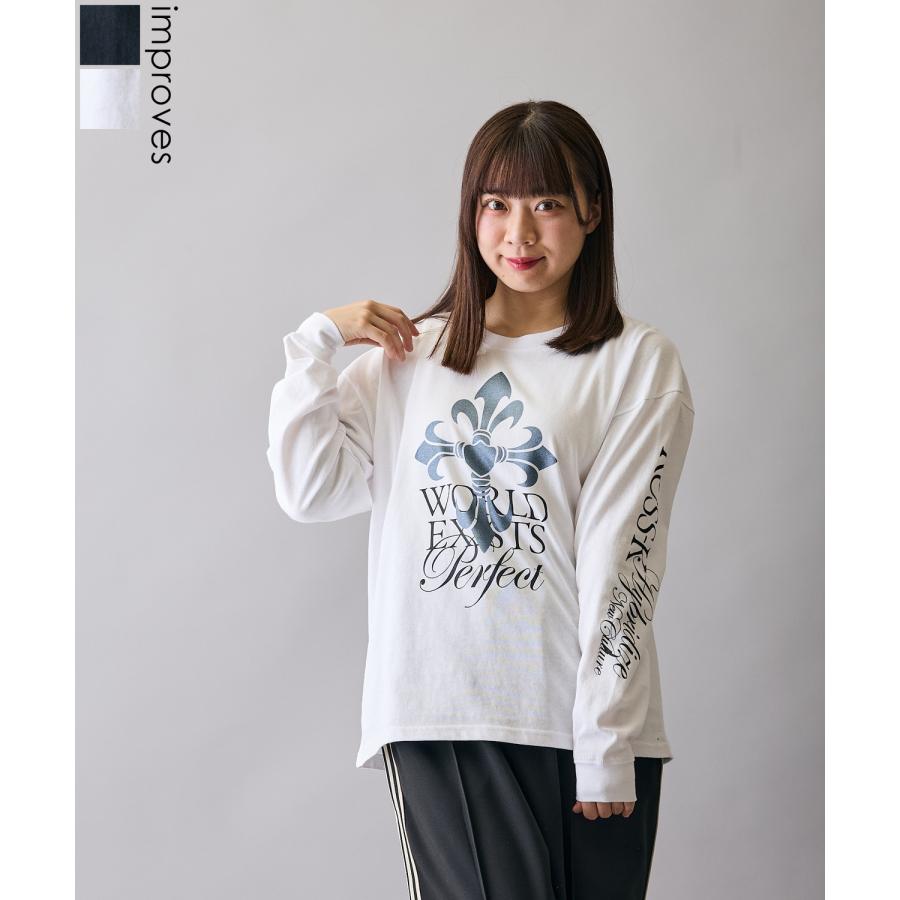 長袖Tシャツ メンズ RUSS-K ラスケー ロンT カットソー プリントTシャツ オーバーサイズ ビッグシルエット カジュアル ストリート  韓国ファッション | improves