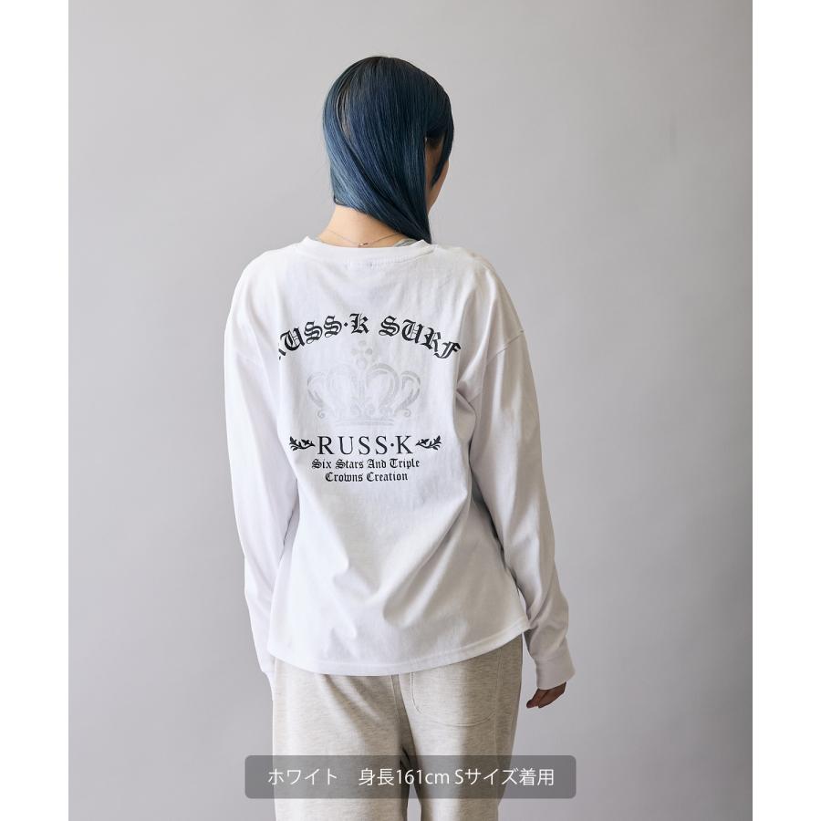 長袖Tシャツ メンズ RUSS-K ラスケー ロンT カットソー プリントTシャツ オーバーサイズ ビッグシルエット カジュアル ストリート  韓国ファッション | improves | 03