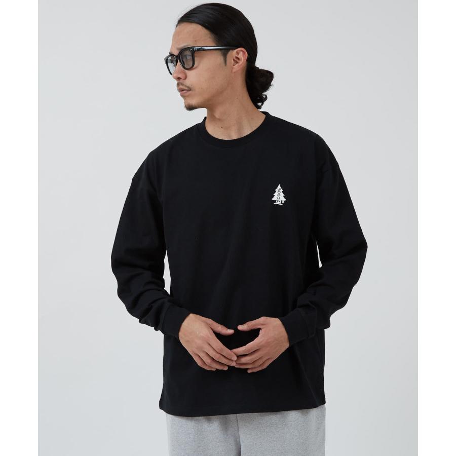 長袖Tシャツ メンズ WOODS別注 ウッズ ロンT カットソー  ビッグシルエット アウトドア カジュアル アメカジ ブラック ホワイト オートミール | improves | 15
