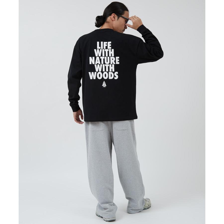 長袖Tシャツ メンズ WOODS別注 ウッズ ロンT カットソー  ビッグシルエット アウトドア カジュアル アメカジ ブラック ホワイト オートミール | improves | 17