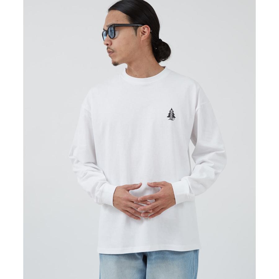 長袖Tシャツ メンズ WOODS別注 ウッズ ロンT カットソー  ビッグシルエット アウトドア カジュアル アメカジ ブラック ホワイト オートミール | improves | 10
