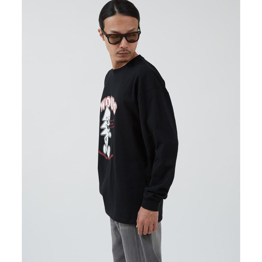 長袖Tシャツ メンズ WOODS別注 ウッズ ロンT カットソー  ビッグシルエット アウトドア カジュアル アメカジ ブラック ホワイト オートミール | improves | 15