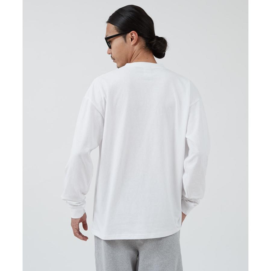 長袖Tシャツ メンズ WOODS別注 ウッズ ロンT カットソー  ビッグシルエット アウトドア カジュアル アメカジ ブラック ホワイト オートミール | improves | 06